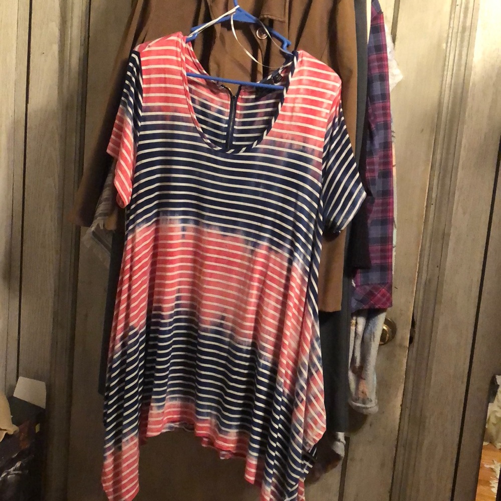Blue and pink striped tunic